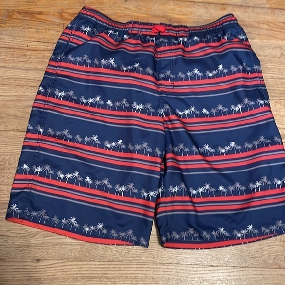 Swim shorts size 2xl men’s with liner no tag blue and red with palm trees‎ - Picture 1 of 9